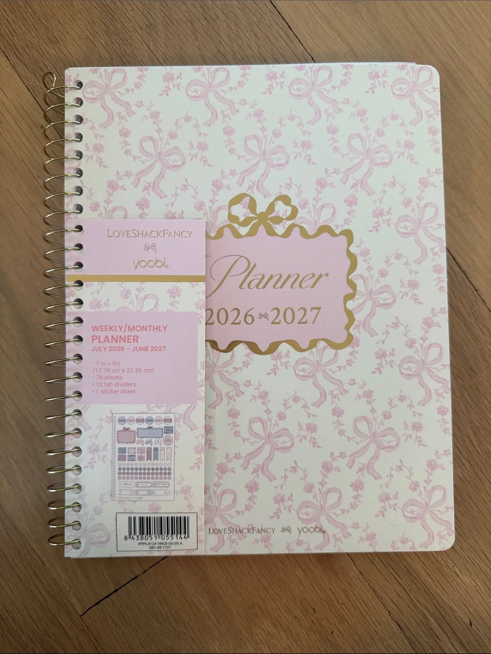 LoveShackFancy x Yoobi 2026-2027 Planner - coquette bow
